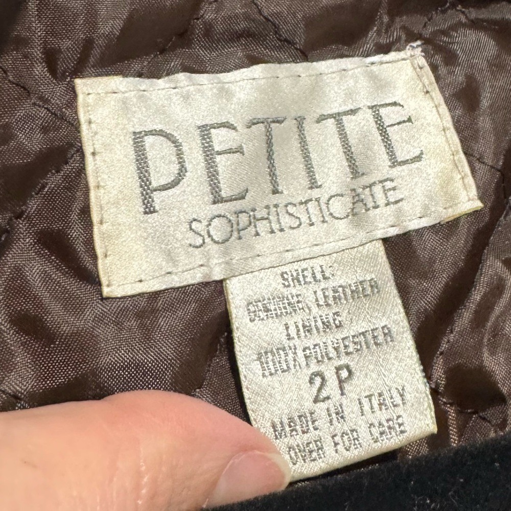 Petite Sophisticate Brown Leather Suede Jacket Coat Women Size 2 Western Cabin - Picture 3 of 8
